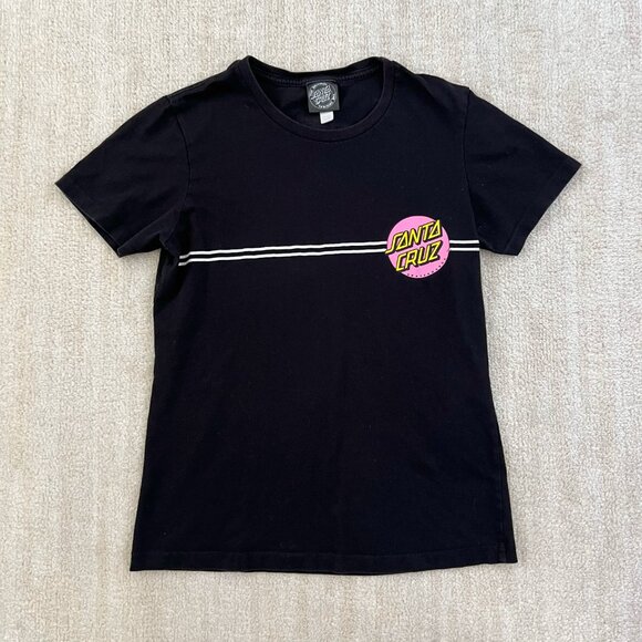 Santa Cruz Black Classic Dot Short Sleeve Crewneck Graphic T Shirt Tee - Picture 1 of 8
